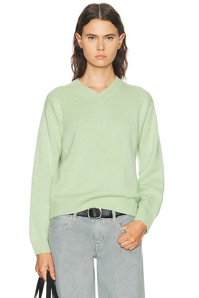 Nevia Cashmere V-Neck Sweater Light Green