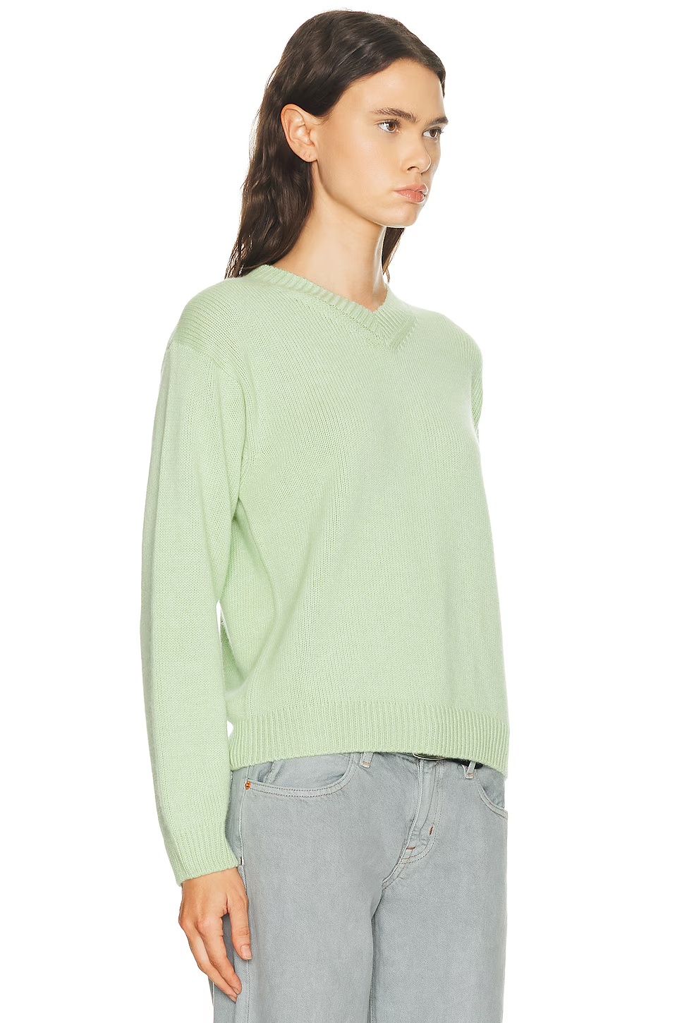Nevia Cashmere V-Neck Sweater Light Green