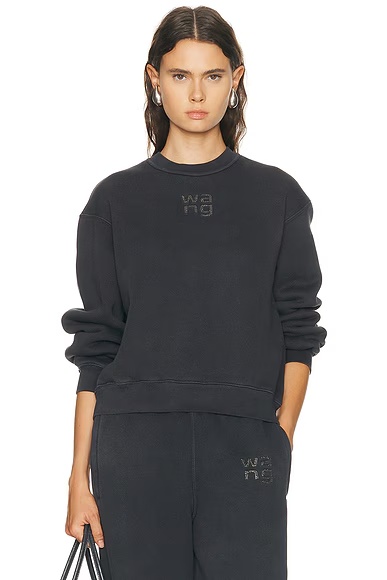 Hotfix Logo Crewneck Sweatshirt Washed Black