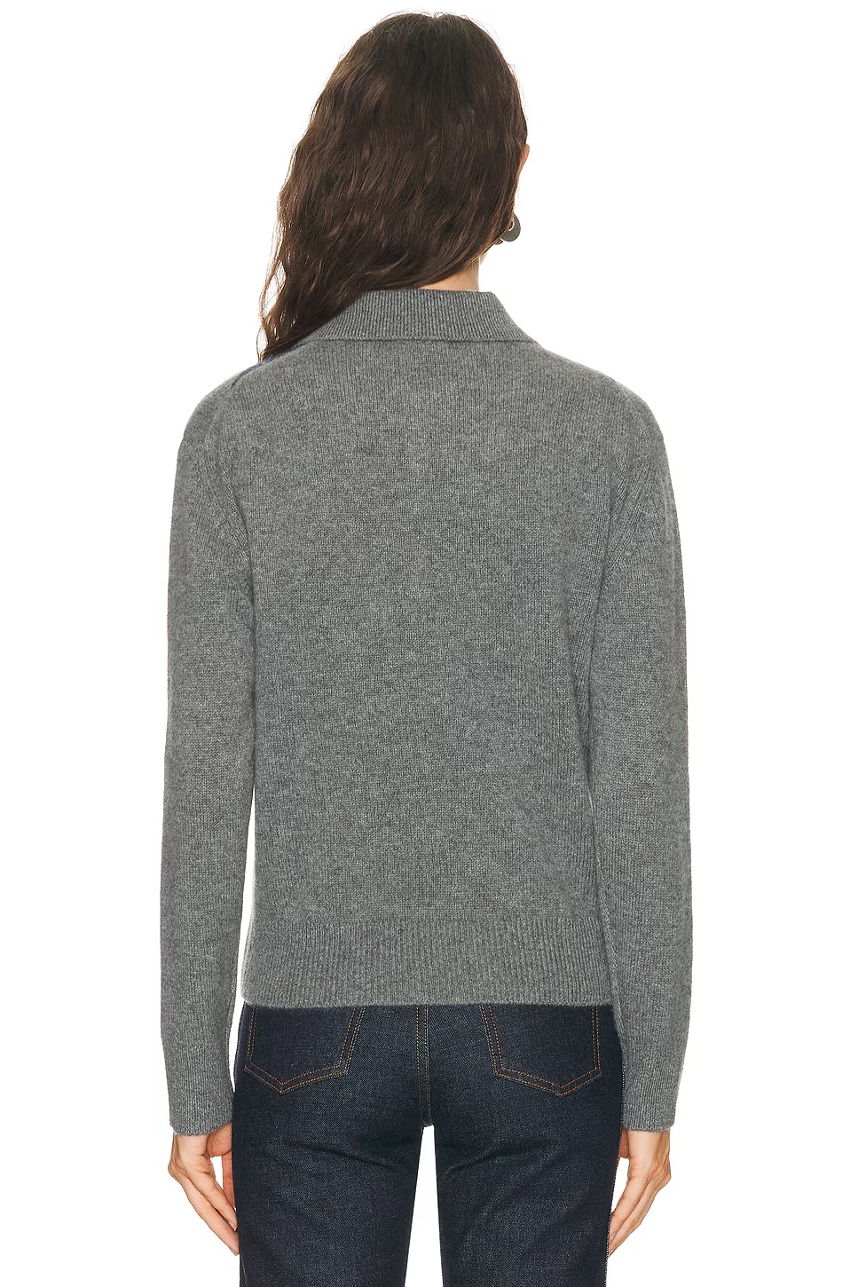 Serif Logo Cashmere Polo Sweater Gray