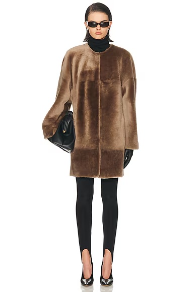 Roisin Shearling Coat Taupe