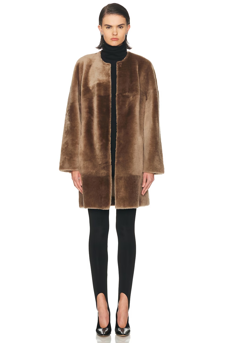 Roisin Shearling Coat Taupe