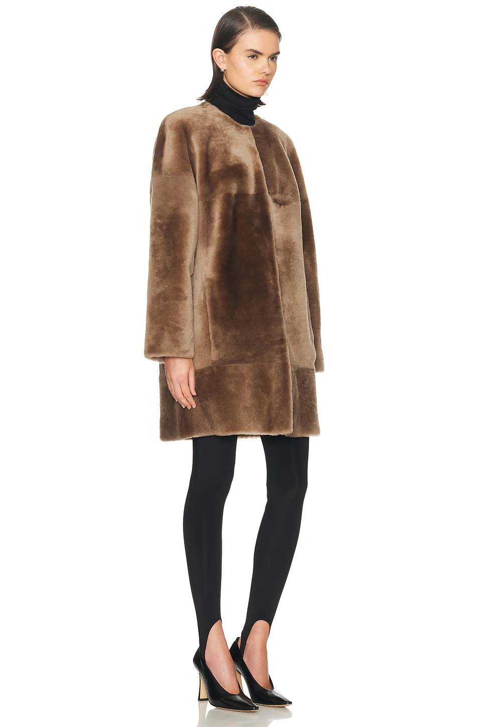 Roisin Shearling Coat Taupe