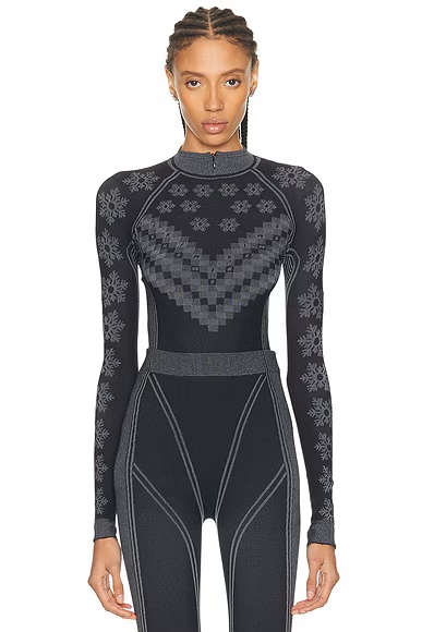 Ski First Layers Half Zip Long Sleeve Sweater Obsidian Winter Fairisle