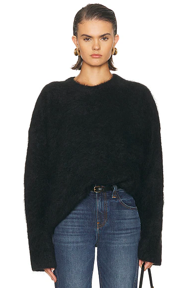 Boxy Alpaca Knit Sweater Black