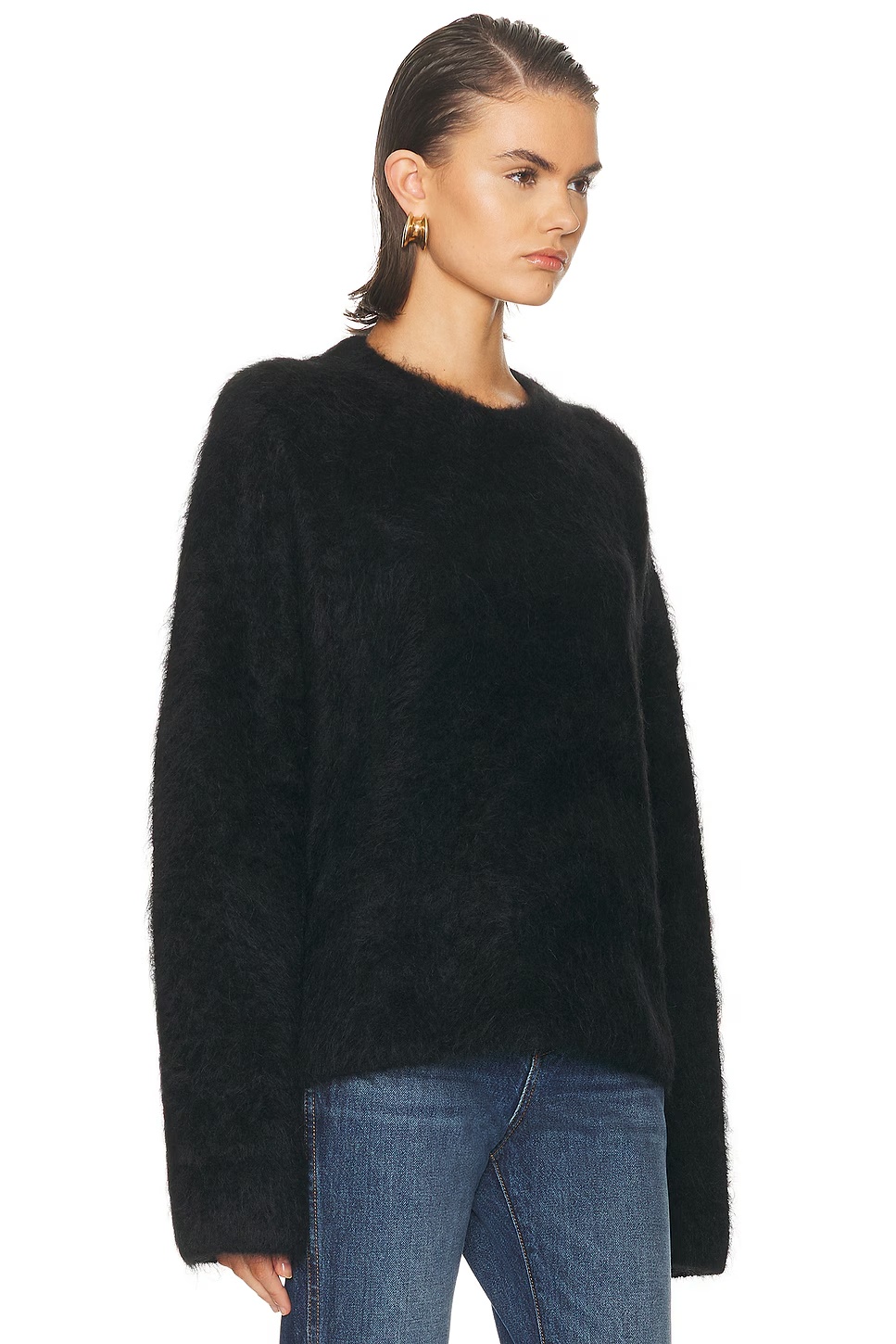 Boxy Alpaca Knit Sweater Black