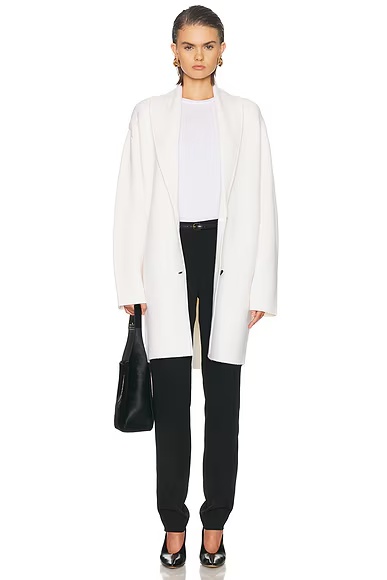 Shawl Lapel Robe Cardigan Ecru