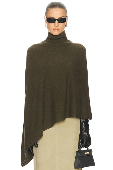 Axele Cashmere Knit Cape Dark Olive