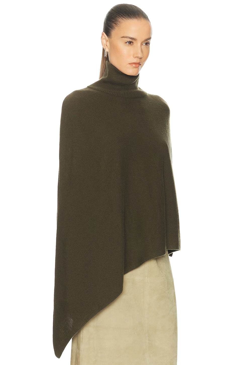 Axele Cashmere Knit Cape Dark Olive
