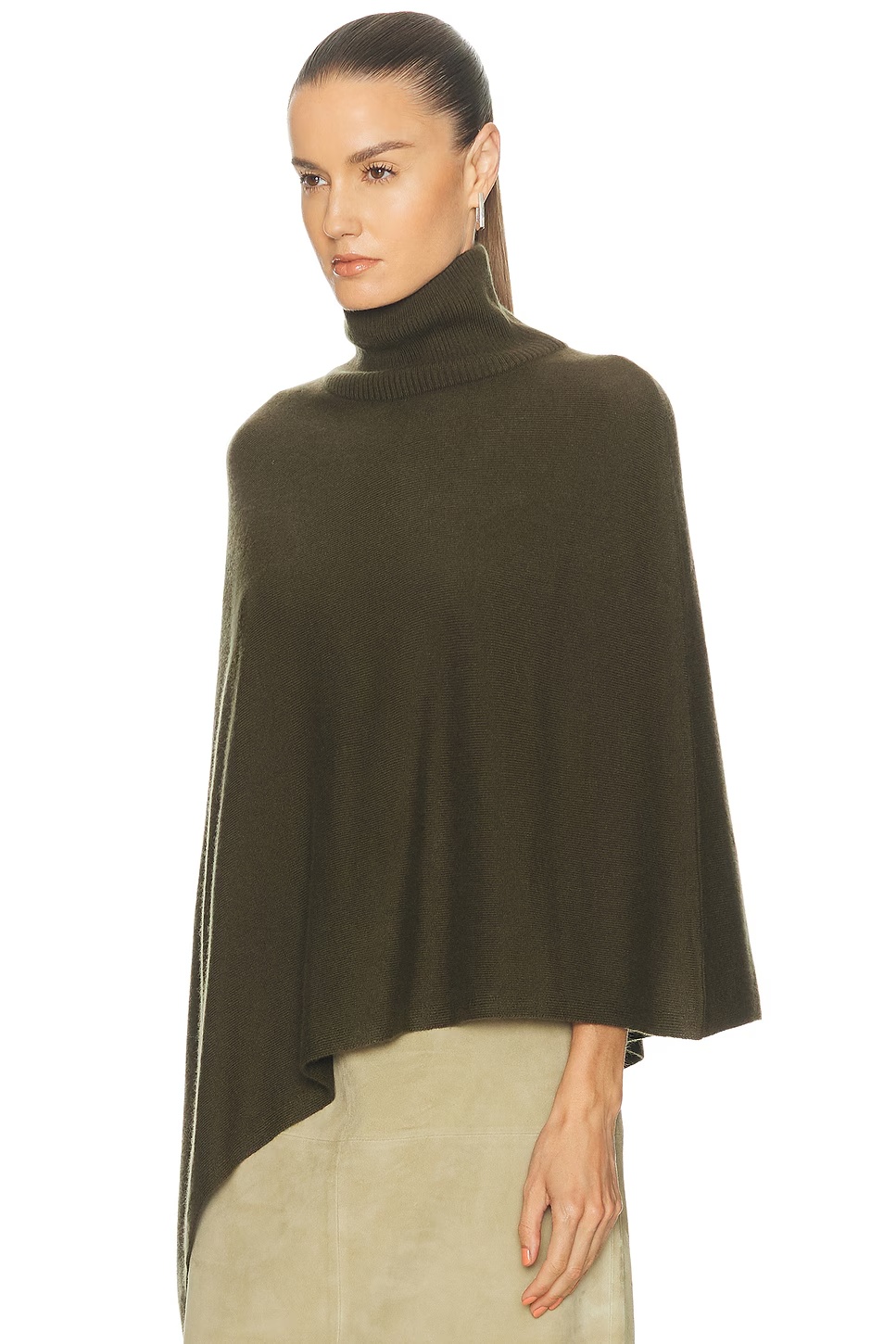 Axele Cashmere Knit Cape Dark Olive