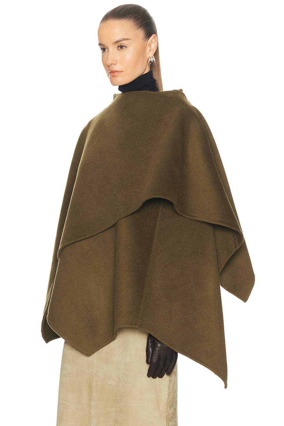 By Marianna Kye Wool Cape Olive