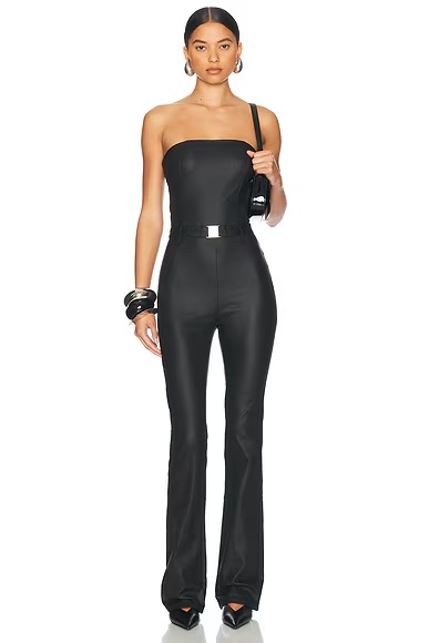 Vice Slim Flare Jumpsuit Coated Black