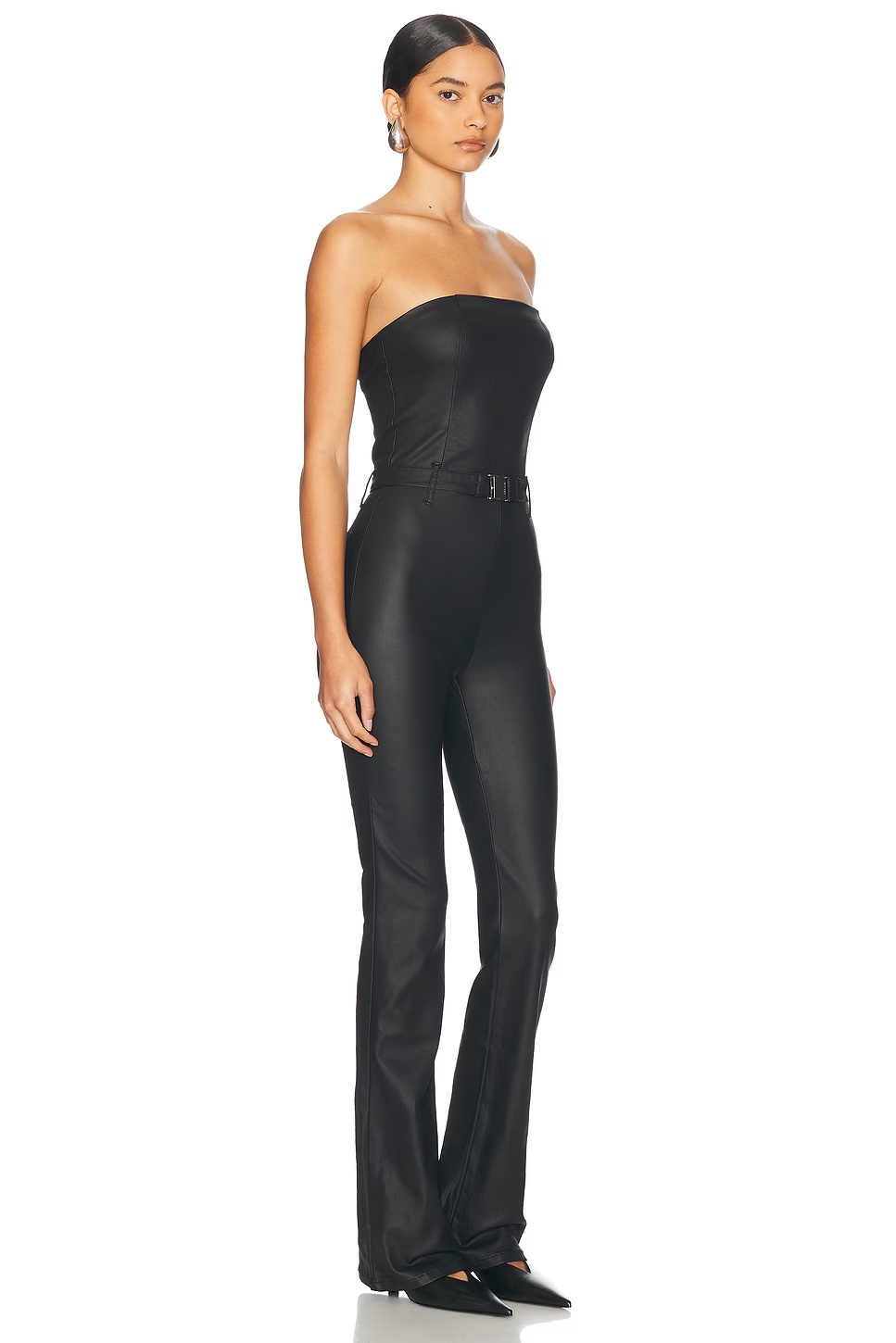 Vice Slim Flare Jumpsuit Coated Black