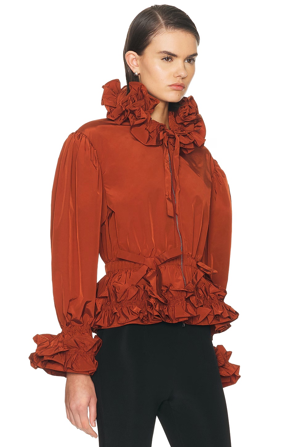 Lovise Ruffle Jacket Brown