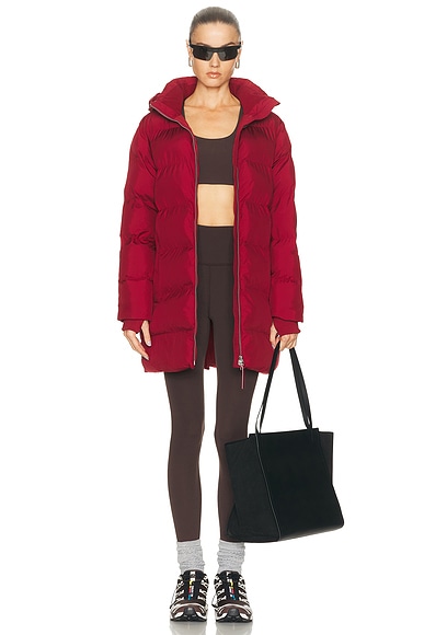 Warm Up Long Puffer Jacket Ruby Rush