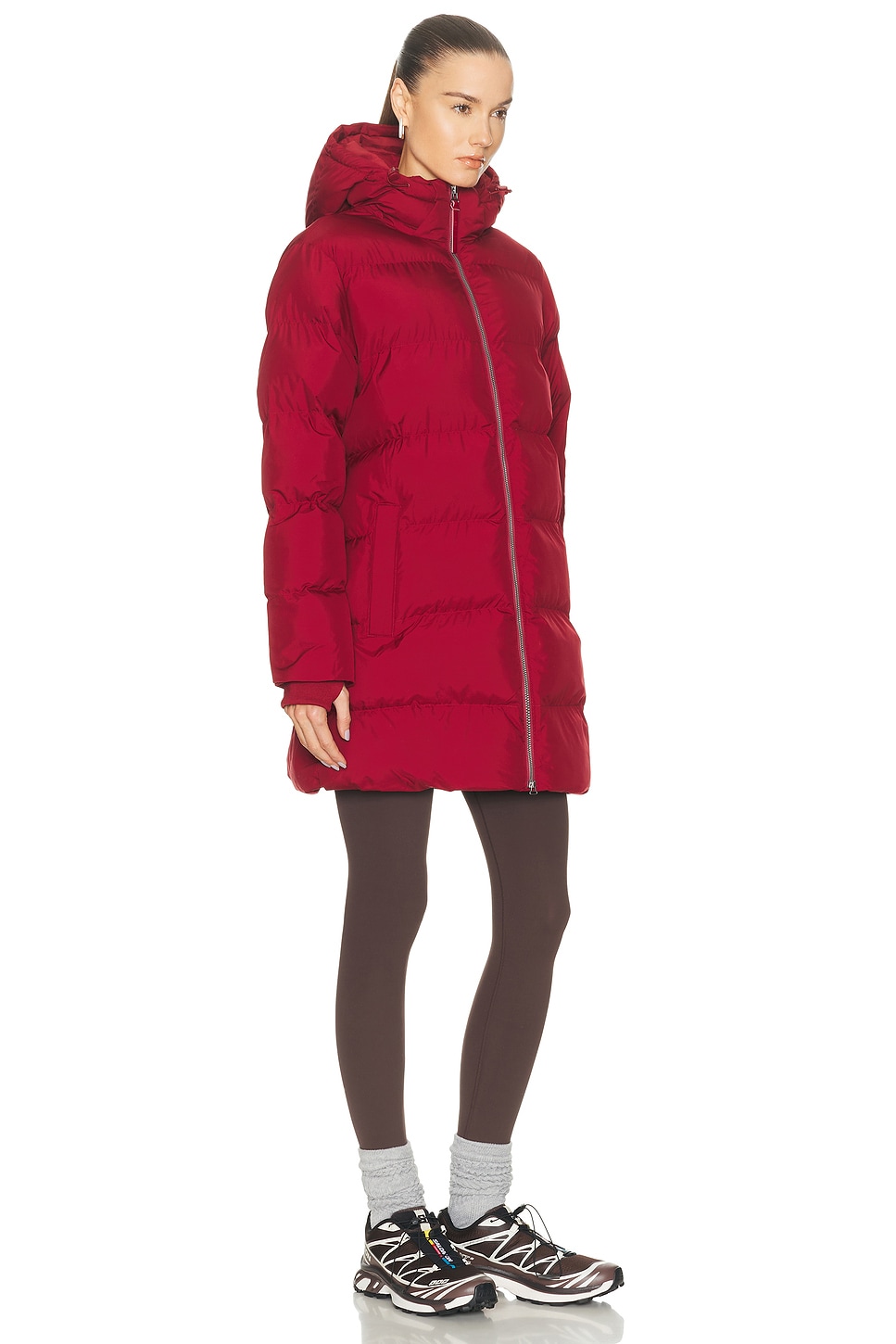 Warm Up Long Puffer Jacket Ruby Rush