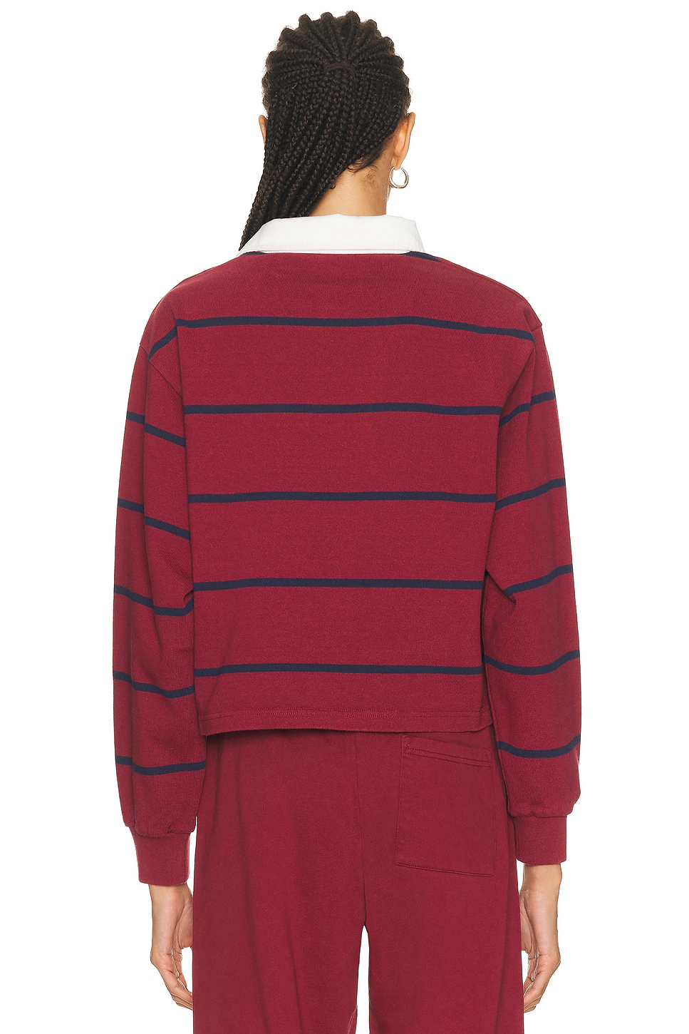 Serif Logo Rugby Polo Top Merlot, White, & Dark Navy