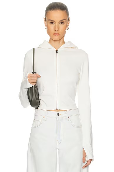 Shrunken Zip Hoodie Bone