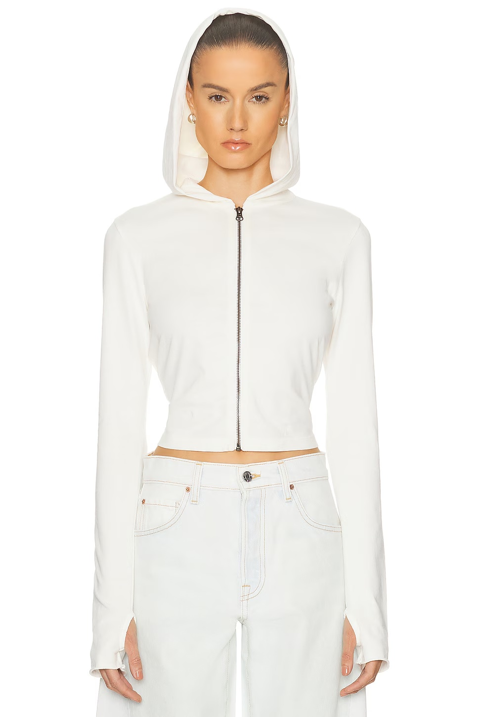 Shrunken Zip Hoodie Bone