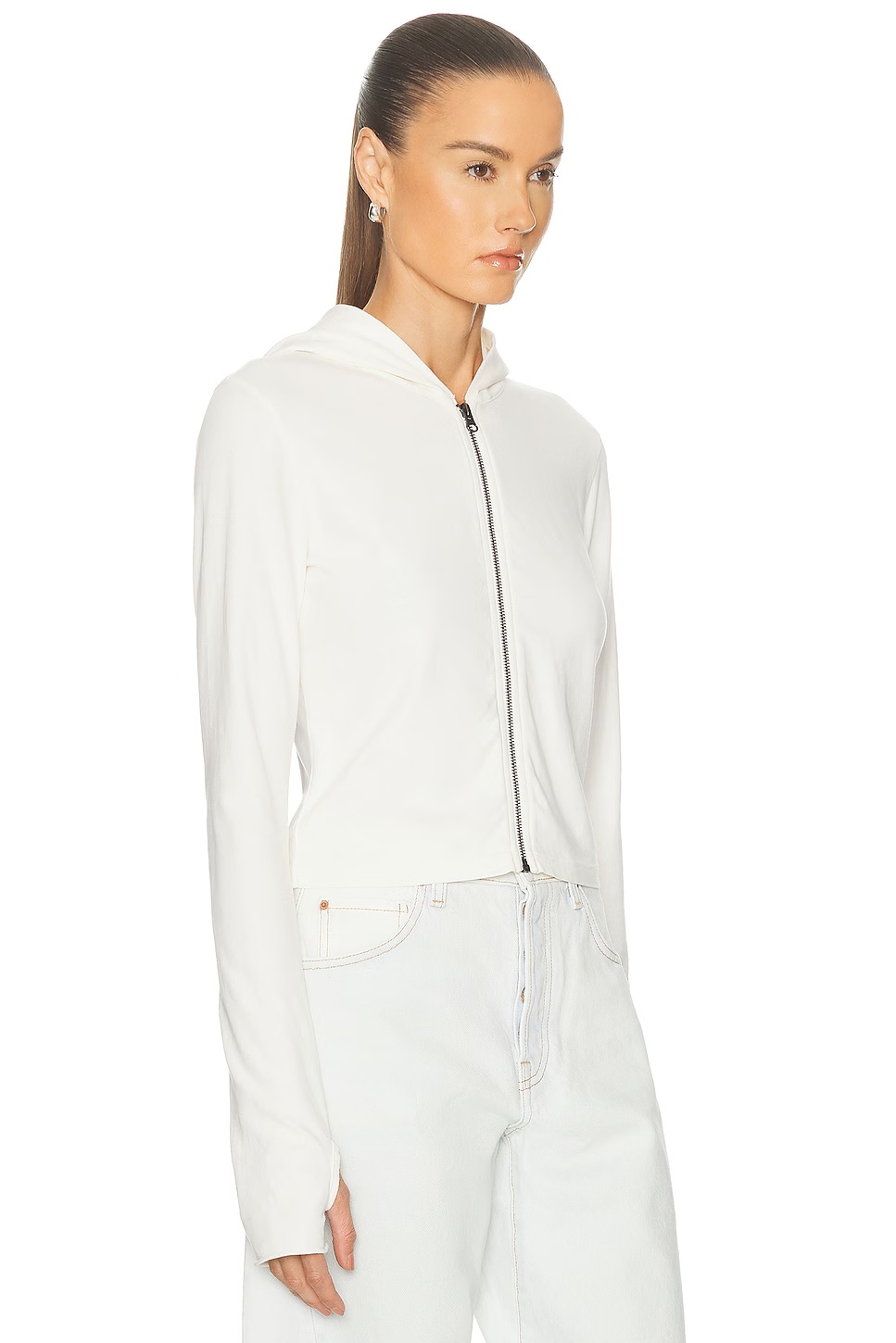 Shrunken Zip Hoodie Bone