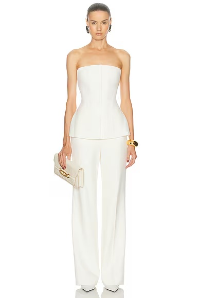 Strapless Tailored Jumpsuit Cream