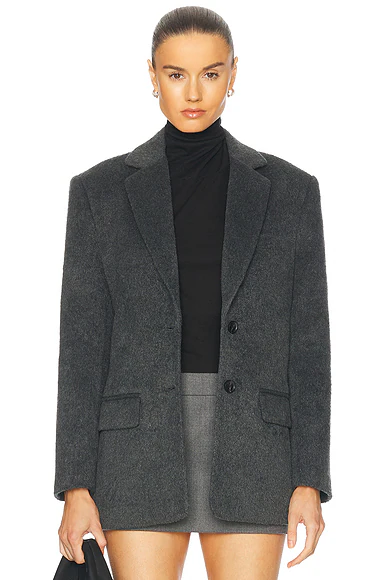 Wool Blend Blazer Dark Heather Grey