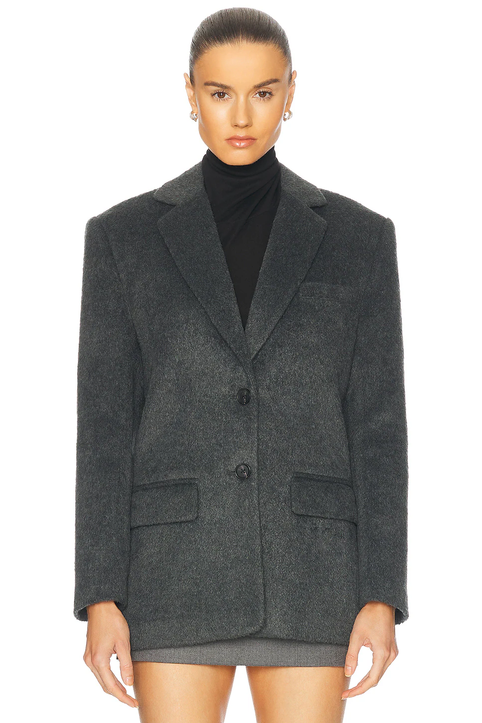 Wool Blend Blazer Dark Heather Grey