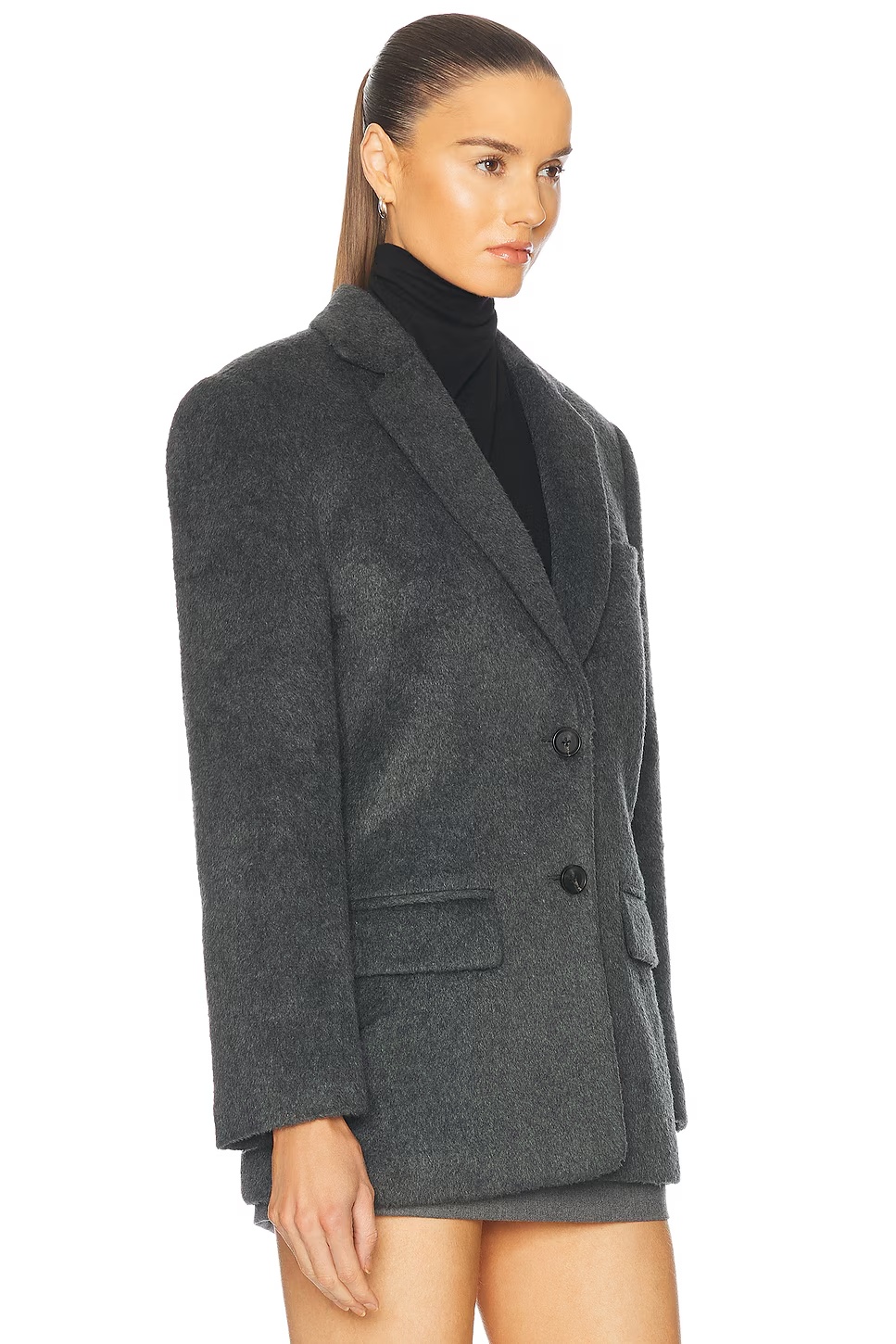 Wool Blend Blazer Dark Heather Grey
