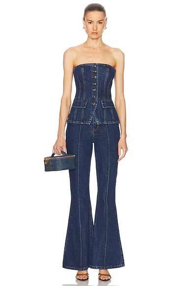 Denim Bandeau Jumpsuit Blue