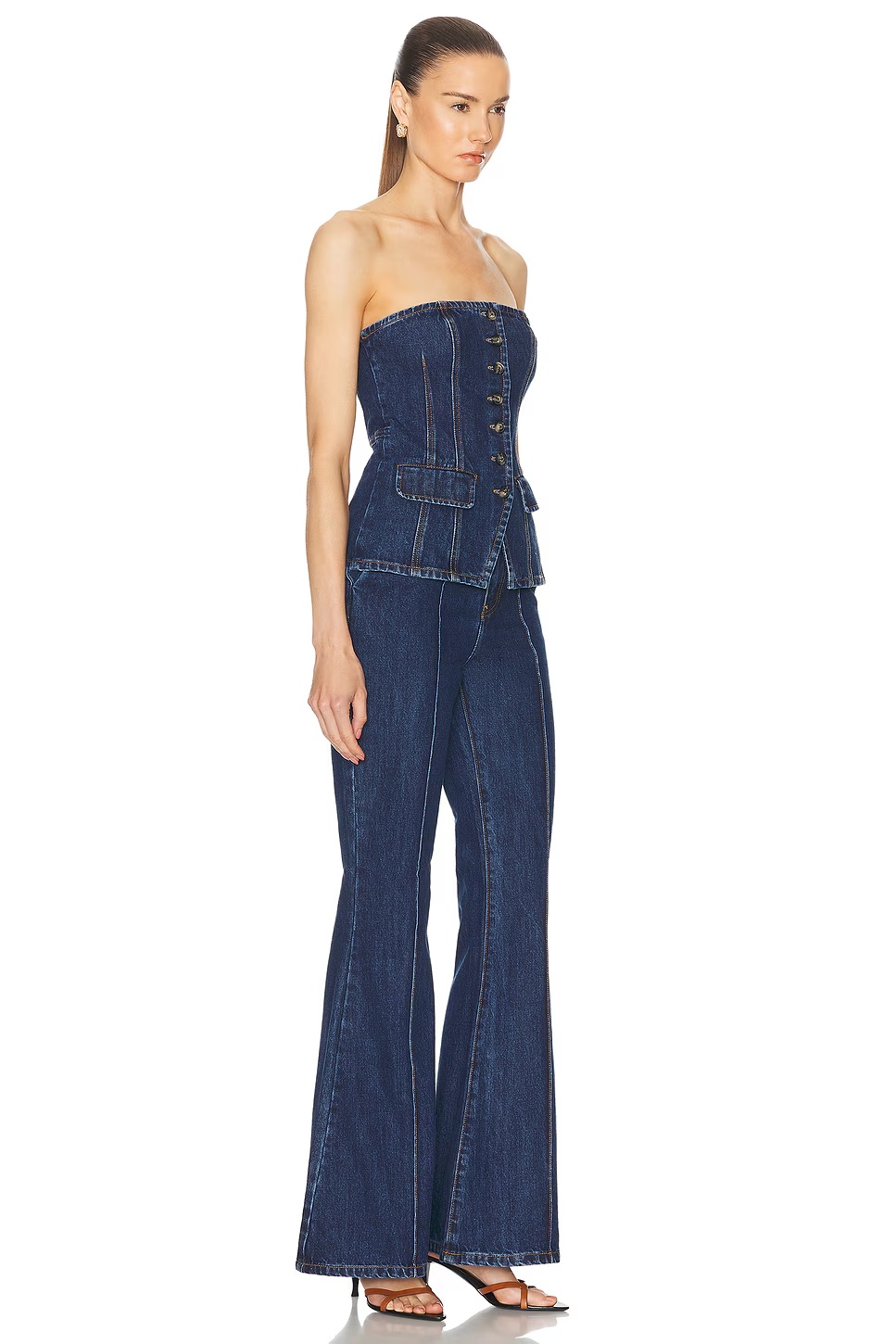 Denim Bandeau Jumpsuit Blue