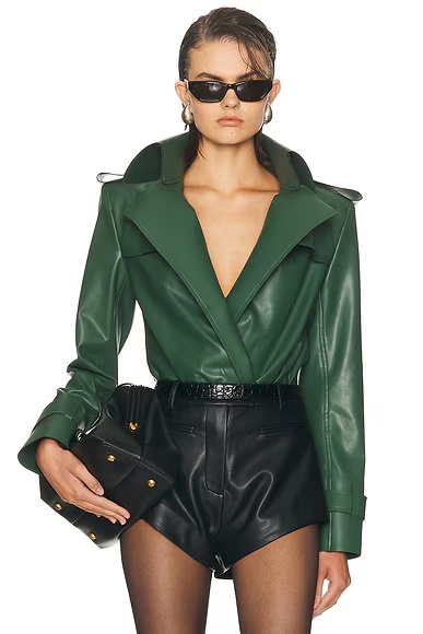 Double Breasted Trench Bodysuit Dark Emerald