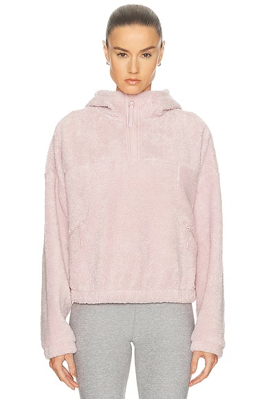 Unity Quarter Zip Up Hoodie Pale Pink
