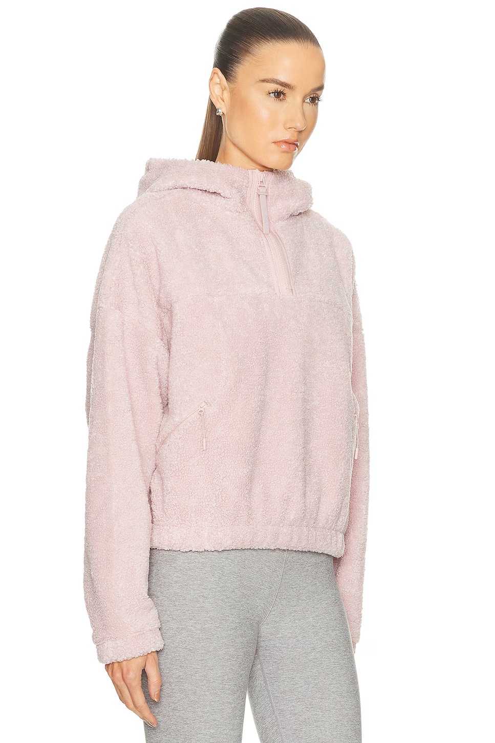 Unity Quarter Zip Up Hoodie Pale Pink