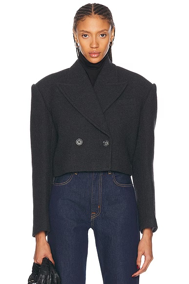 x Emily Gemma The Short Coat Dark Grey