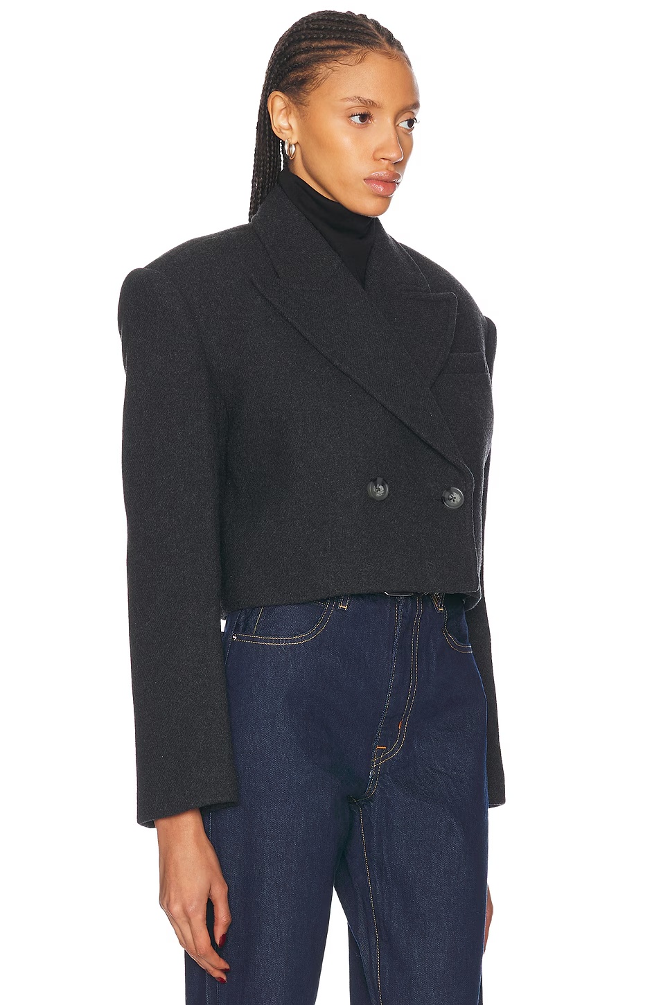 x Emily Gemma The Short Coat Dark Grey