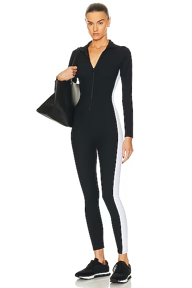 Thermal Ski Onesie Jumpsuit Black & White