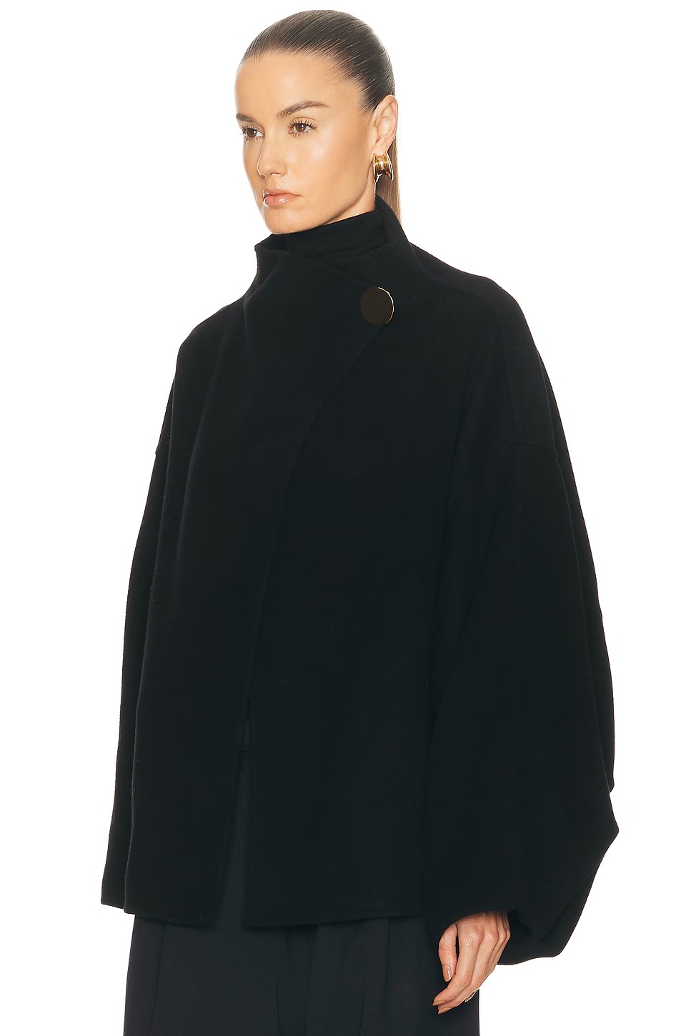 North Midi Oversize Cashmere Wool Jacket Black