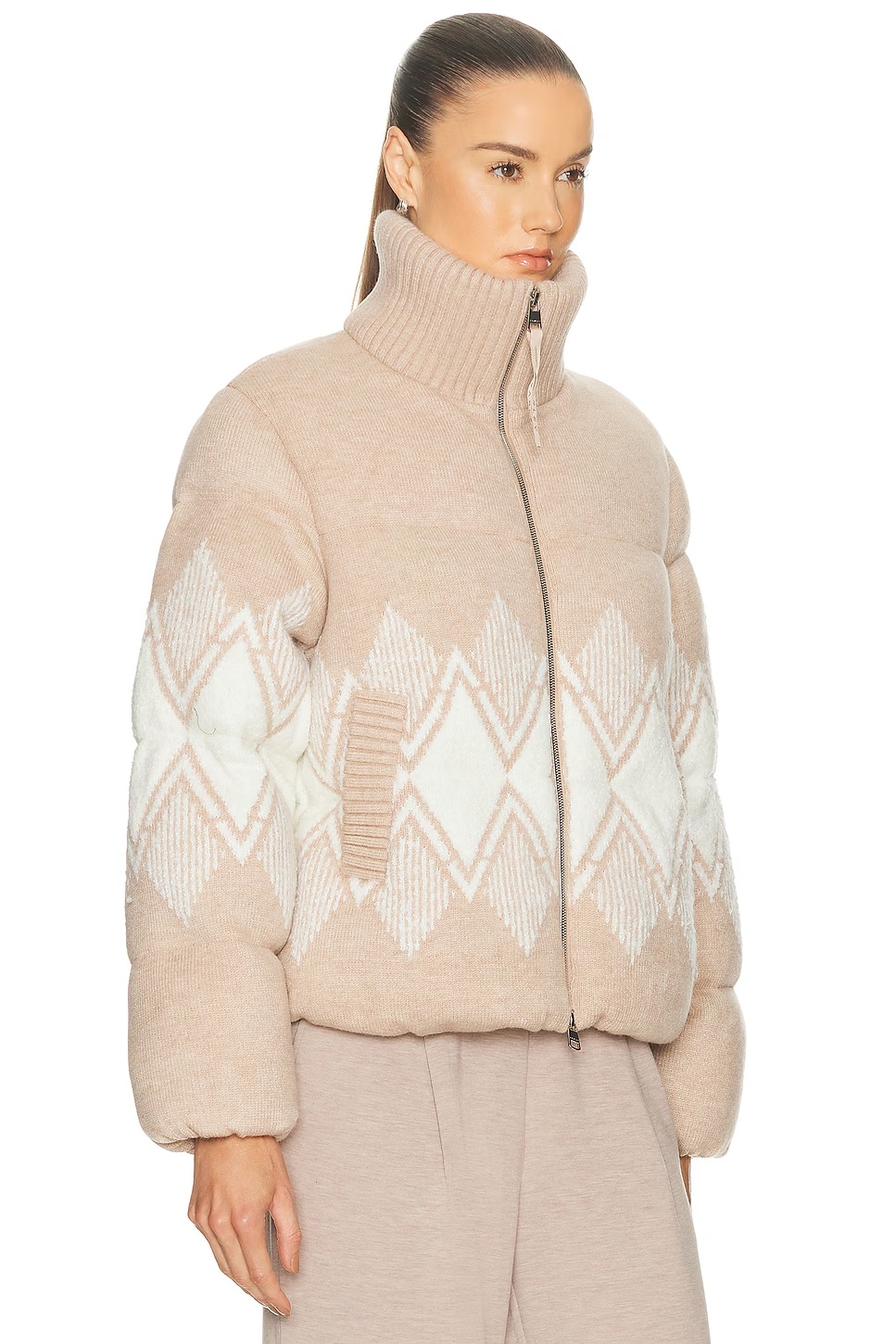 Belinda Knit Puffer Jacket Light Taupe