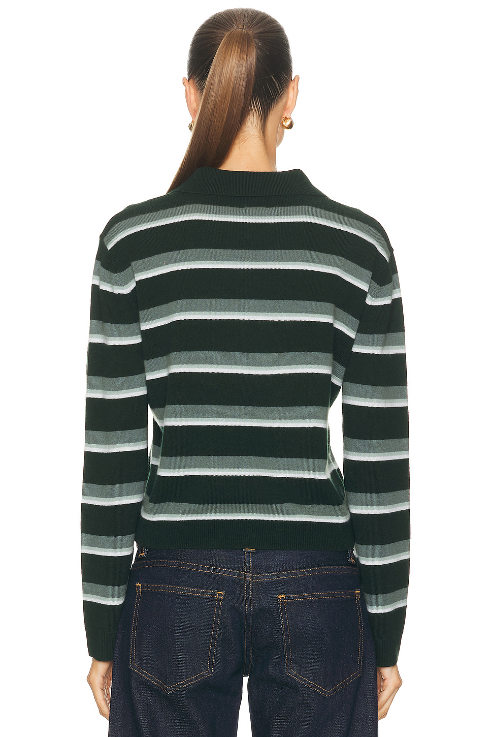 Zoe Stripe Polo Top Forest Stripe