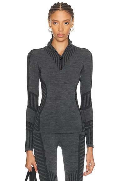Seama Long Sleeve Top Gris Chine & Noir