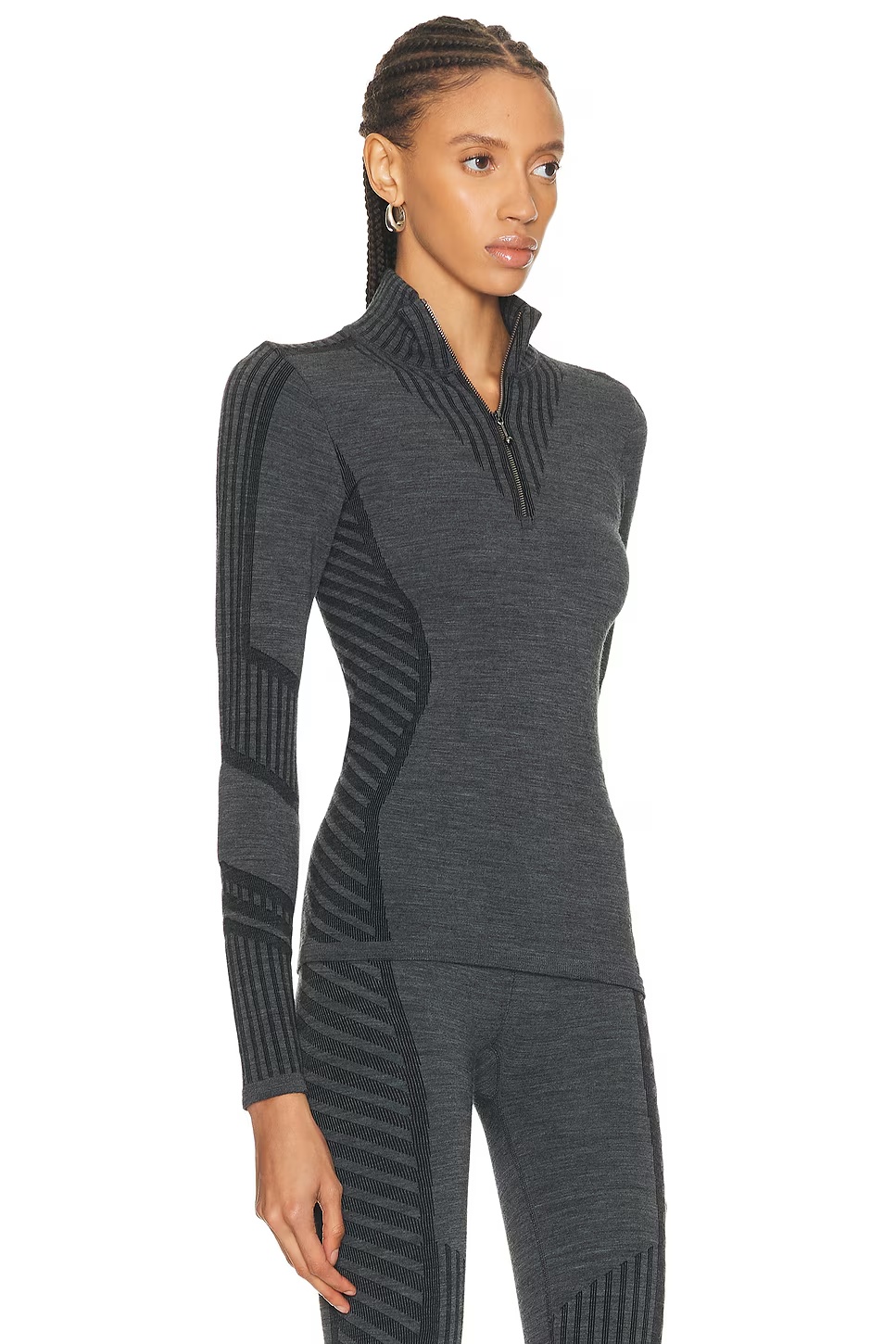 Seama Long Sleeve Top Gris Chine & Noir
