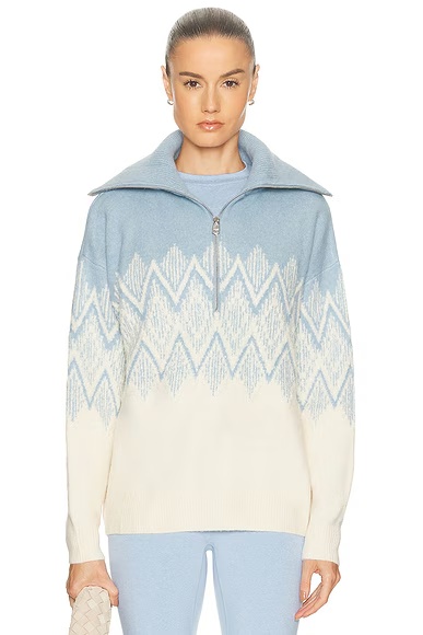Hedda Fairisle Half Zip Jacket Ashley Blue
