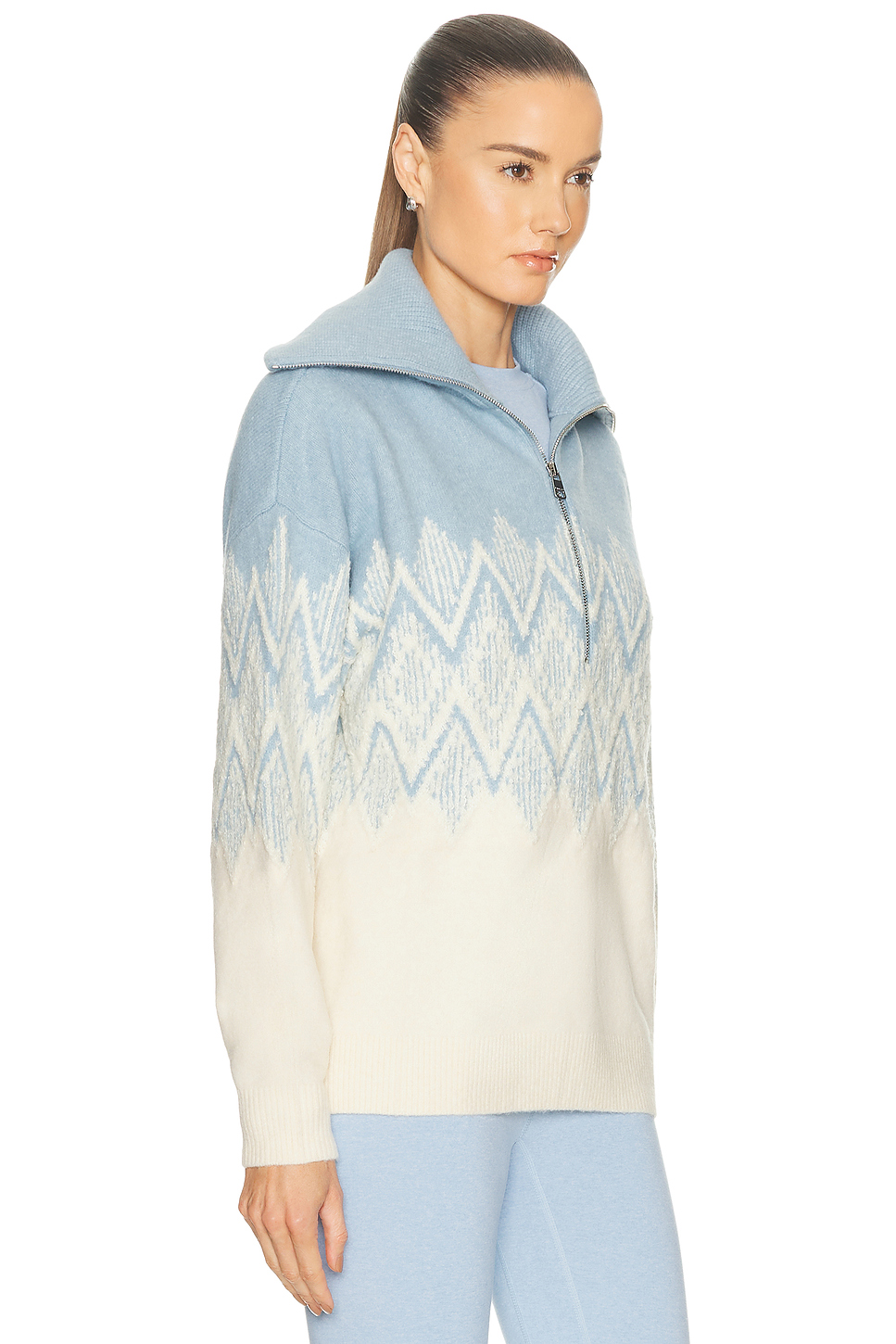 Hedda Fairisle Half Zip Jacket Ashley Blue