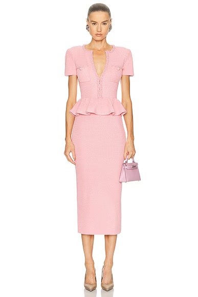 Peplum Midi Dress Pink