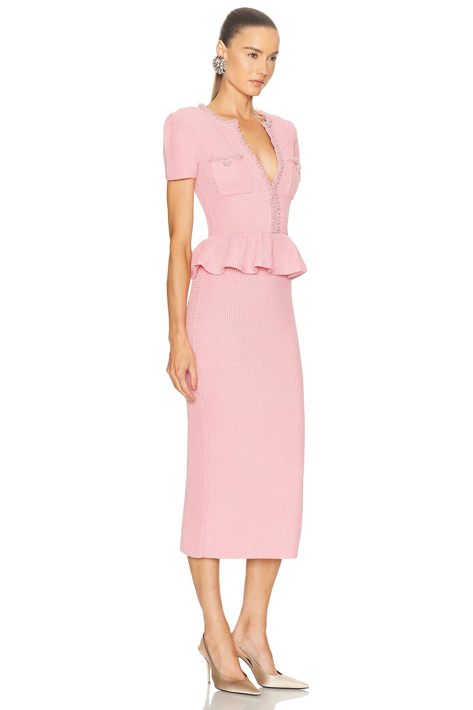 Peplum Midi Dress Pink