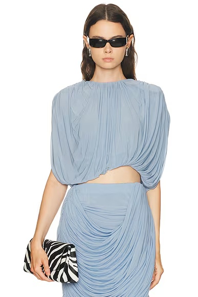 Draped Blouse Light Blue