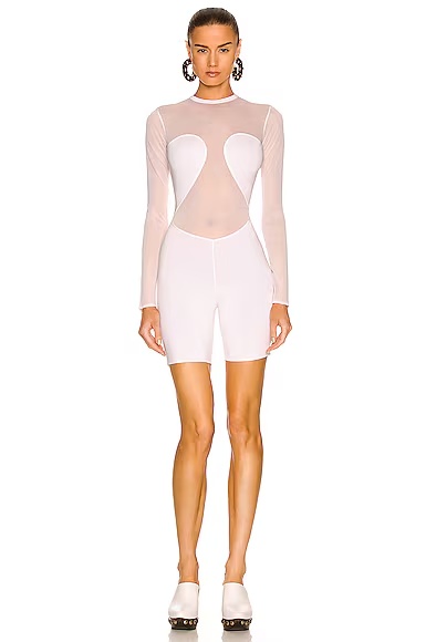 Second Skin Biker Short Romper Blanc