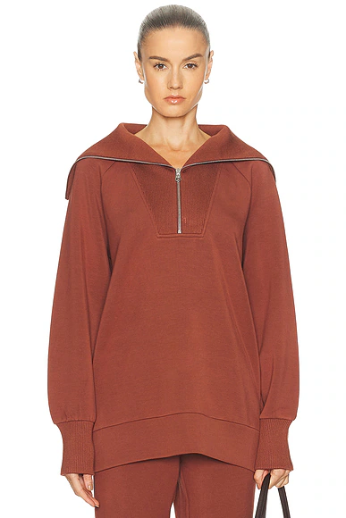 Xina Half Zip Longline Sweater Cinnamon