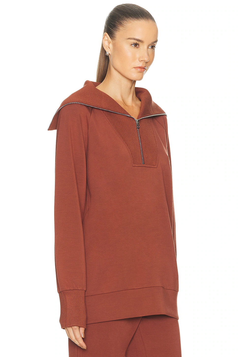 Xina Half Zip Longline Sweater Cinnamon
