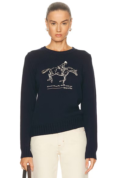 Horse Knitted Sweatshirt Dark Navy